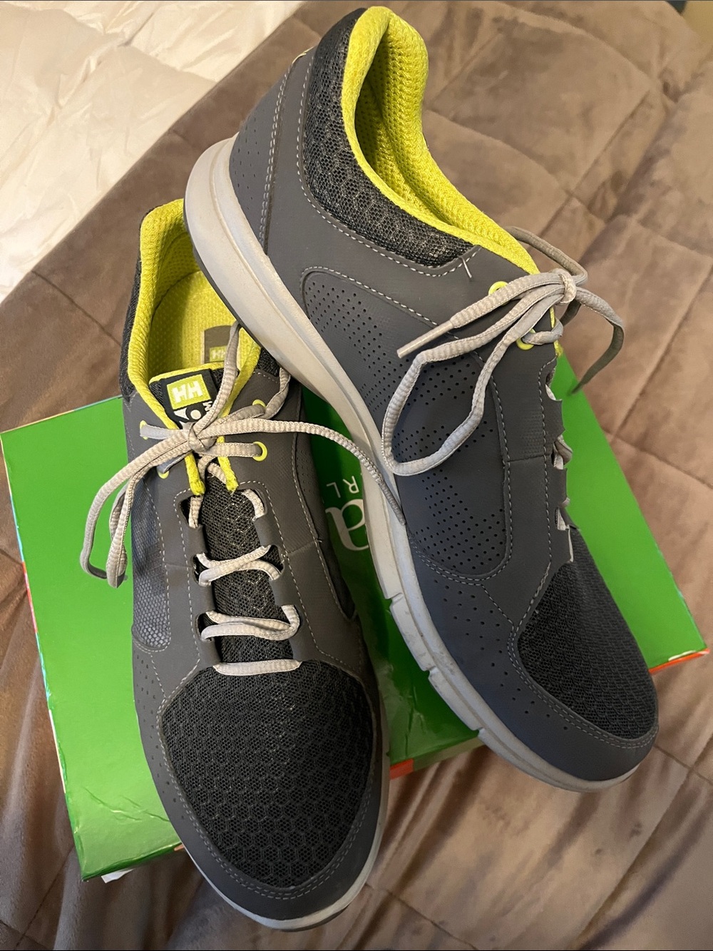 Helly Hansen Men’s Gray Athletic Sneakers with Yellow Lining